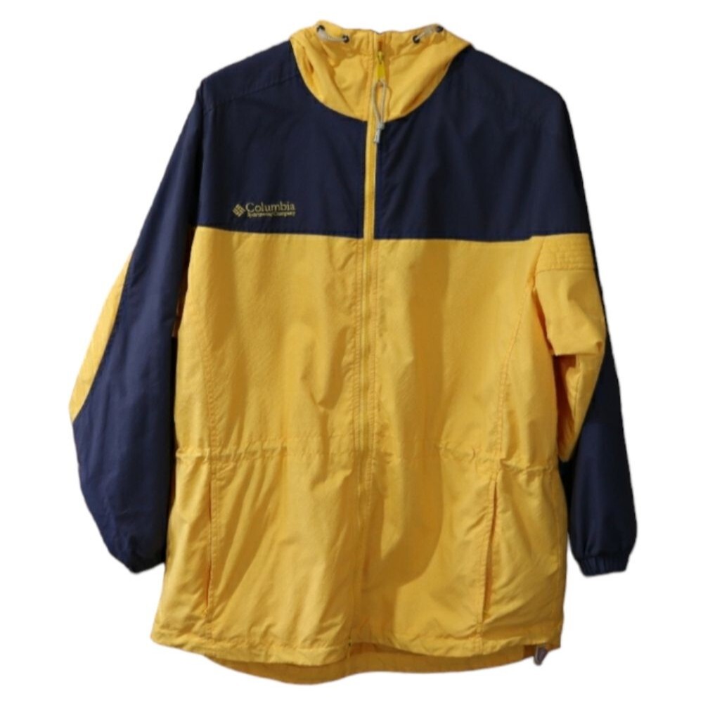 Columbia Navy Blue & Yellow Outerwear Rain Gear Jacket Womens Medium